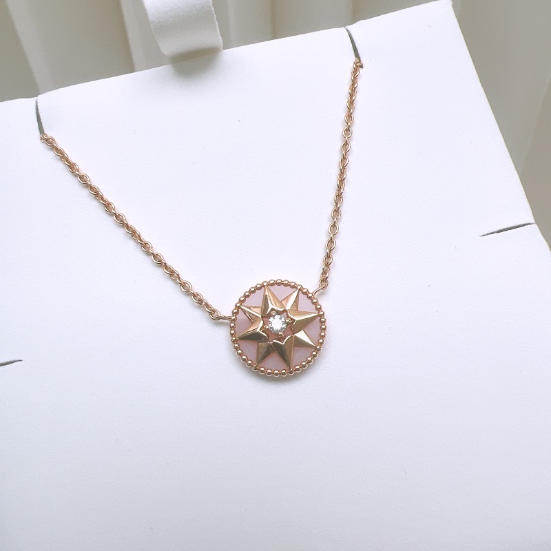 Dior rose des vents 八芒星粉色帶鑽項鍊-1