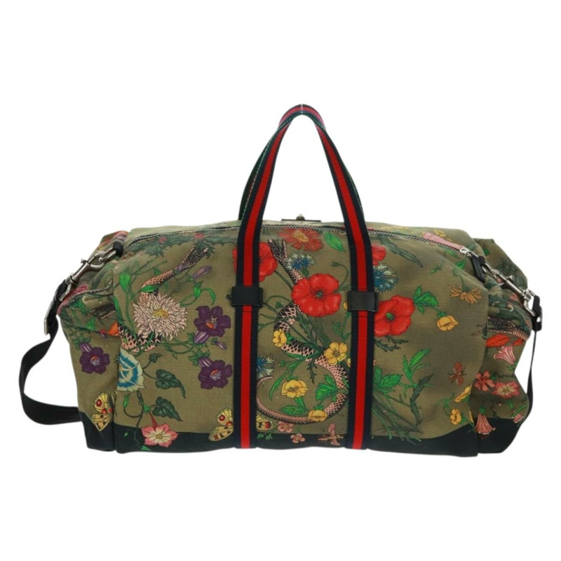 【日本直送】GUCCI Sherry Line Web Sherry Line Bag Canvas 2way Khaki 450983 Auth 164673V-1