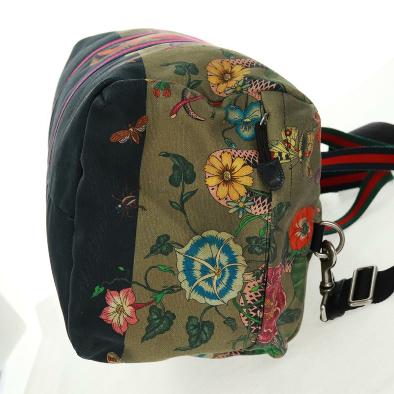 【日本直送】GUCCI Sherry Line Web Sherry Line Bag Canvas 2way Khaki 450983 Auth 164673V-2