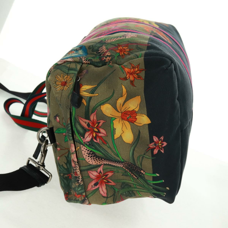 【日本直送】GUCCI Sherry Line Web Sherry Line Bag Canvas 2way Khaki 450983 Auth 164673V-3