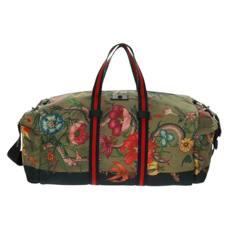 【日本直送】GUCCI Sherry Line Web Sherry Line Bag Canvas 2way Khaki 450983 Auth 164673V-12