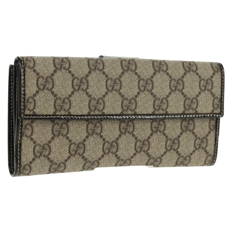 【日本直送】GUCCI GG Supreme 長版皮夾 PVC 米色 金色 212089 正品 am10616V-0