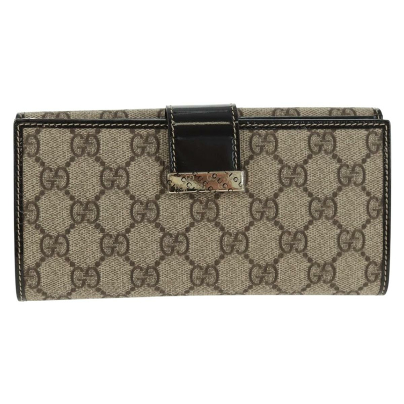 【日本直送】GUCCI GG Supreme 長版皮夾 PVC 米色 金色 212089 正品 am10616V-1