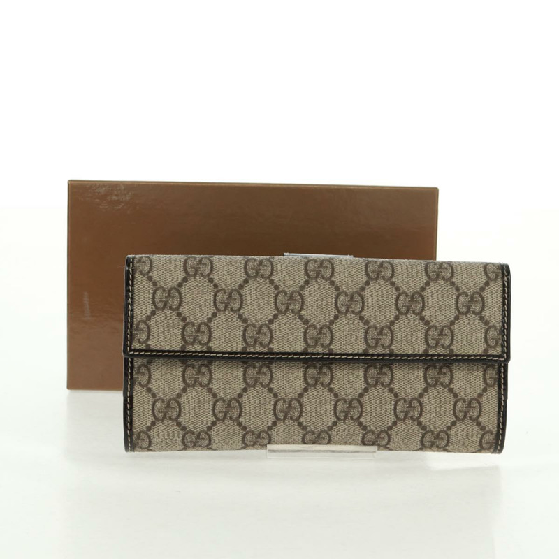 【日本直送】GUCCI GG Supreme 長版皮夾 PVC 米色 金色 212089 正品 am10616V-11
