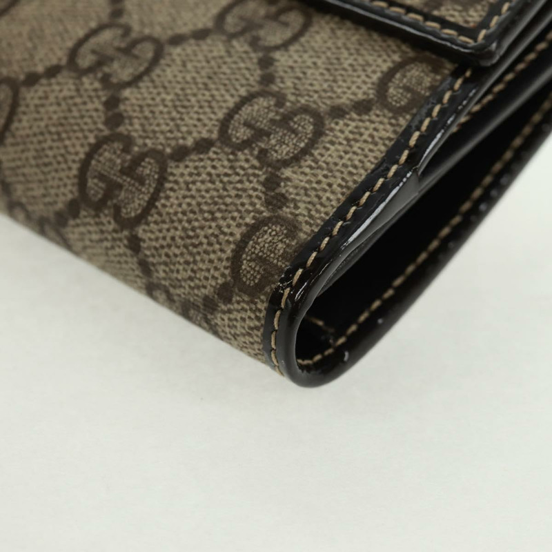 【日本直送】GUCCI GG Supreme 長版皮夾 PVC 米色 金色 212089 正品 am10616V-13