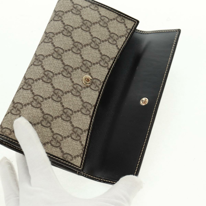 【日本直送】GUCCI GG Supreme 長版皮夾 PVC 米色 金色 212089 正品 am10616V-23