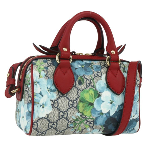 GUCCI GG Blooms迷你波士頓包 PVC 兩用紅海軍藍 432123 正品 ka1682SAM