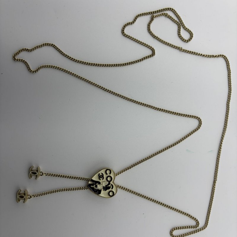 香奈兒 中古心形琺瑯項鍊-4