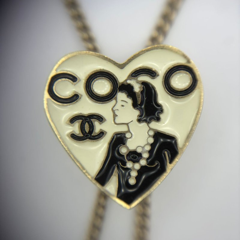香奈兒 中古心形琺瑯項鍊-5