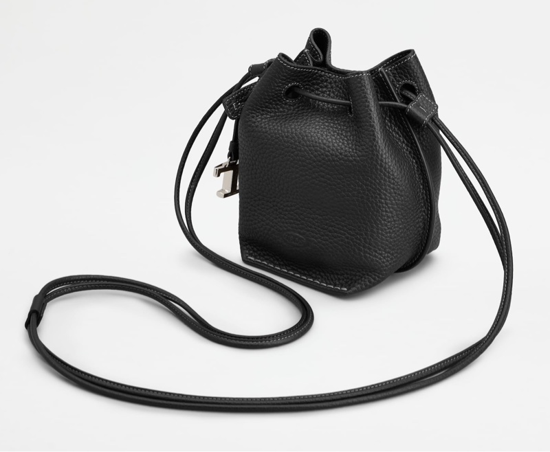 Tod’s荔紋牛皮水桶側背包 （黑色）-1