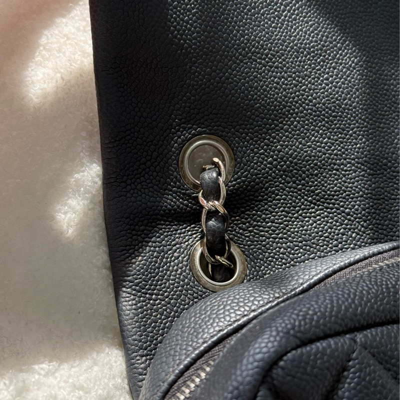 Chanel Easy Flap 黑銀荔枝拉鍊款jumbo ✨ 大號黑銀CF-9