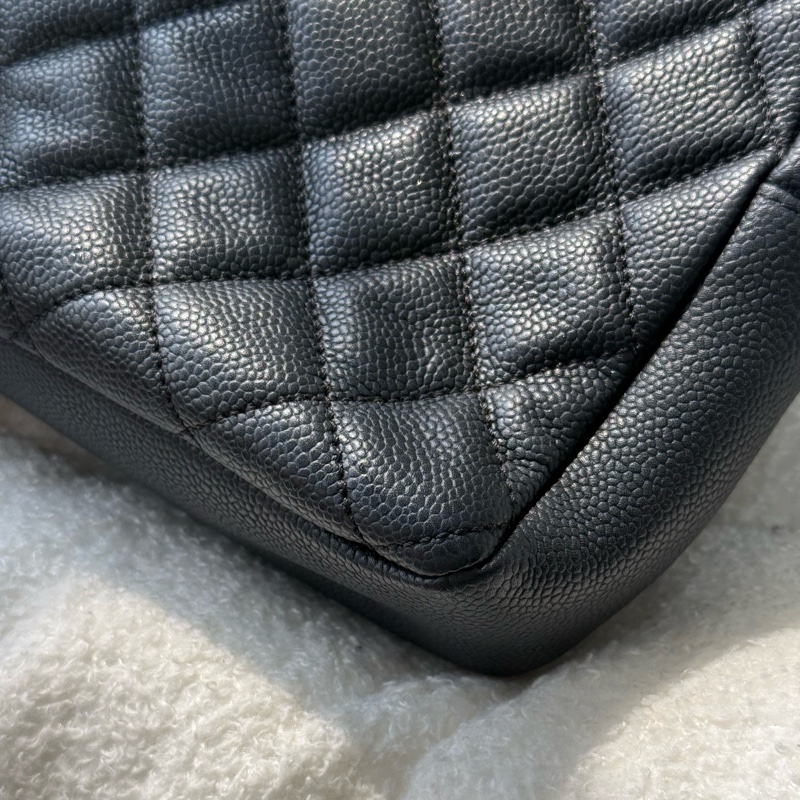 Chanel Easy Flap 黑銀荔枝拉鍊款jumbo ✨ 大號黑銀CF-14