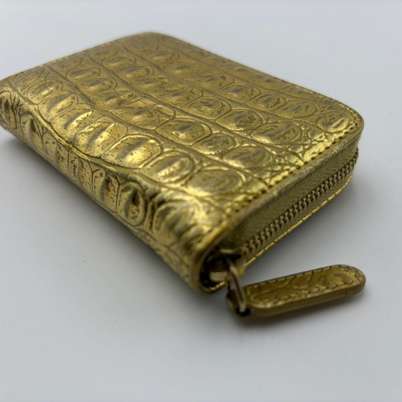 香奈兒 經典款金色鱷魚紋壓花短款拉鍊錢包-16