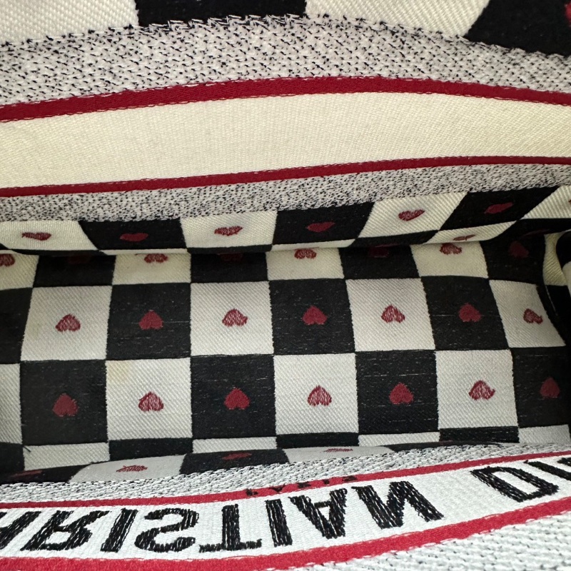 DIOR七夕限定款棋盤格愛心刺繡手提托特包36*26*17 98新配件塵袋-2
