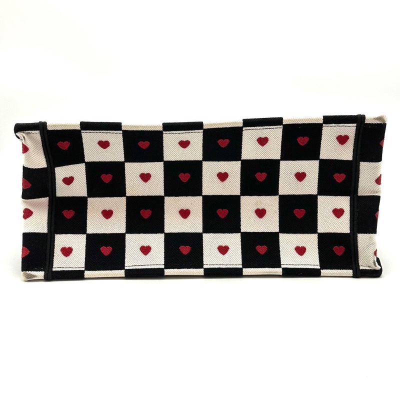 DIOR七夕限定款棋盤格愛心刺繡手提托特包36*26*17 98新配件塵袋-4