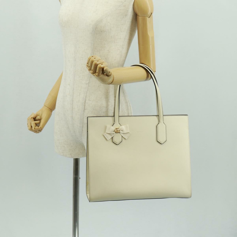 【日本直送】GUCCI 日本限量版托特包，皮革材質，白色金色，貨號 440055，正品 mr1909V-25