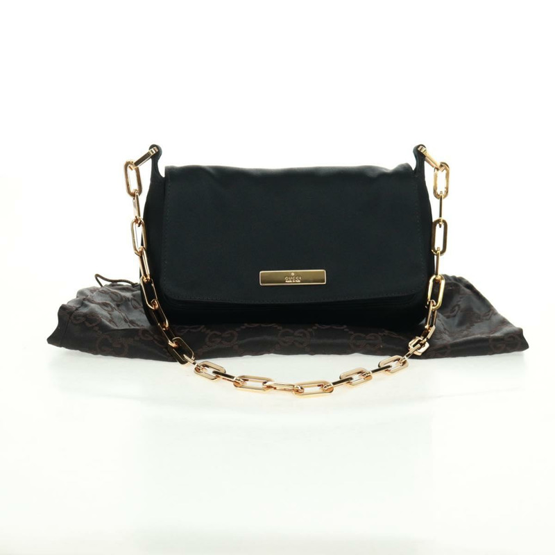 【日本直送】GUCCI 鏈條手提包 皮革 黑色 金色 007 1705 2033 Auth am10601V-11