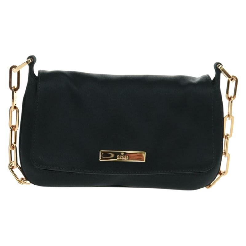 【日本直送】GUCCI 鏈條手提包 皮革 黑色 金色 007 1705 2033 Auth am10601V-12