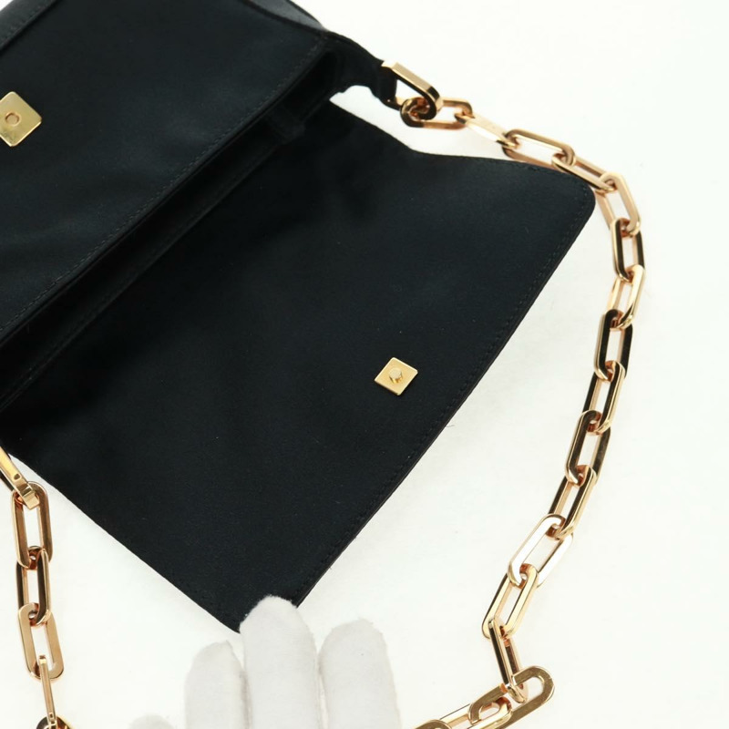 【日本直送】GUCCI 鏈條手提包 皮革 黑色 金色 007 1705 2033 Auth am10601V-18