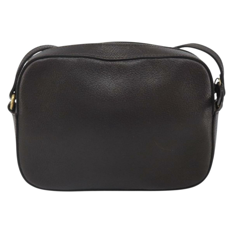【日本直送】GUCCI Web Sherry Line Bee Bag 皮革深棕色金色紅色 412008 Auth ka1667V-1