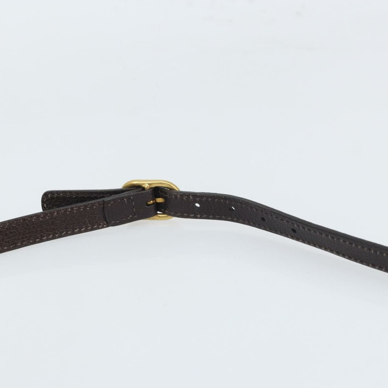 【日本直送】GUCCI Web Sherry Line Bee Bag 皮革深棕色金色紅色 412008 Auth ka1667V-7