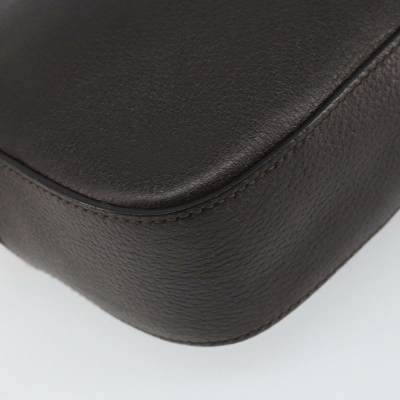 【日本直送】GUCCI Web Sherry Line Bee Bag 皮革深棕色金色紅色 412008 Auth ka1667V-16