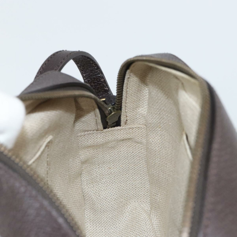 【日本直送】GUCCI Web Sherry Line Bee Bag 皮革深棕色金色紅色 412008 Auth ka1667V-19