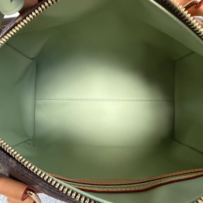 LV限定款Speedy Soft 30枕頭包芯片款經典老花 金扣 淺綠色內里31*21*18 98新配件塵袋鑰匙鎖-2