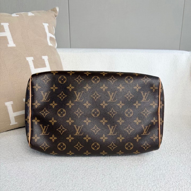 LV限定款Speedy Soft 30枕頭包芯片款經典老花 金扣 淺綠色內里31*21*18 98新配件塵袋鑰匙鎖-4