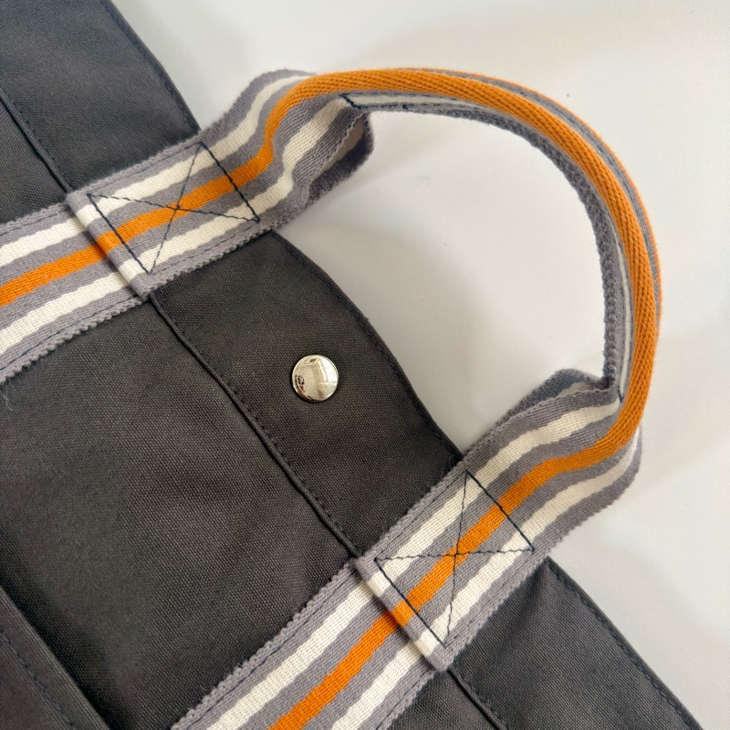 ✔️ 絕版品Hermès 東京銀座限定 Fourre Tout 橘x白x灰條紋手提包/帆布包-5