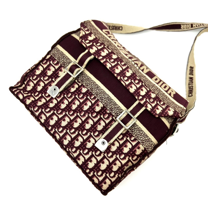 DIOR 經典老花紅色中號郵差肩背斜背包28*24*11.5 98新配件購證保卡-5