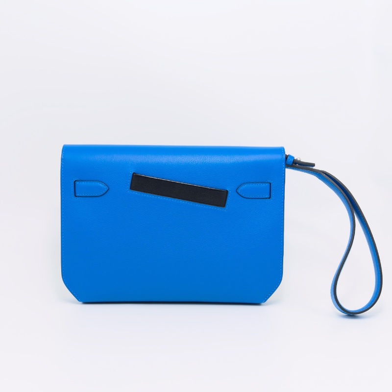 HERMES kelly depeches25銀扣拼色手拿包25.5*18*4 全新閒置配件盒子塵袋吊牌-6