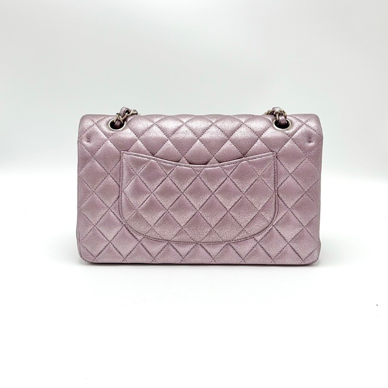 CHANEL珠光粉金扣CF中號鏈條包25*15*7 98新配件塵袋-6