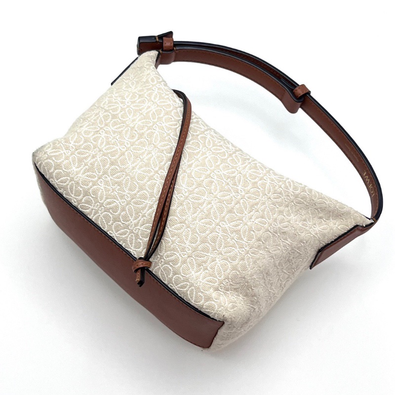 LOEWE Cubi Anagram 米白拼棕手提飯盒包20*14*11 98新配件塵袋-3
