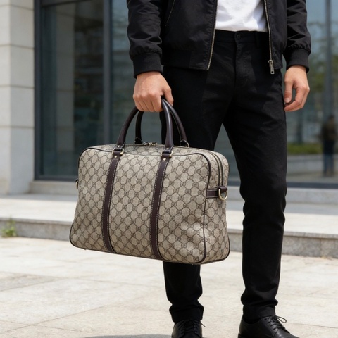 GUCCI 老花大號手提斜背公事包40*26*15 98新配件購證塵袋鎖鑰匙