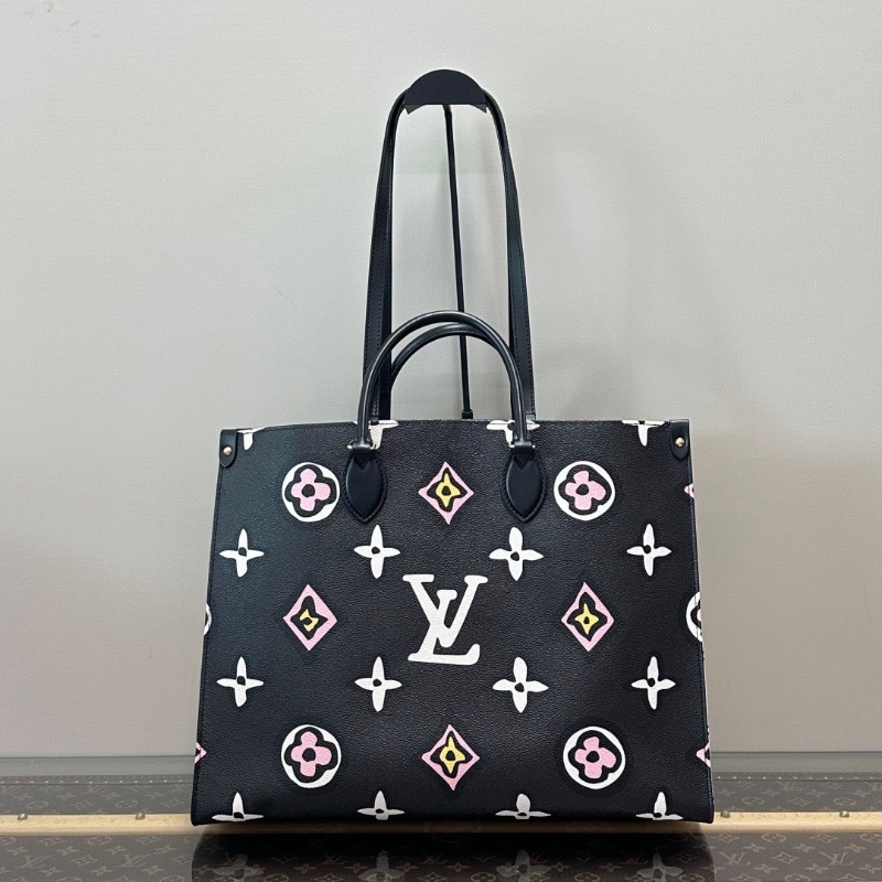 LV 黑金膠囊系列onthego大號手提肩背包芯片款42*33*17 98新配件塵袋-6