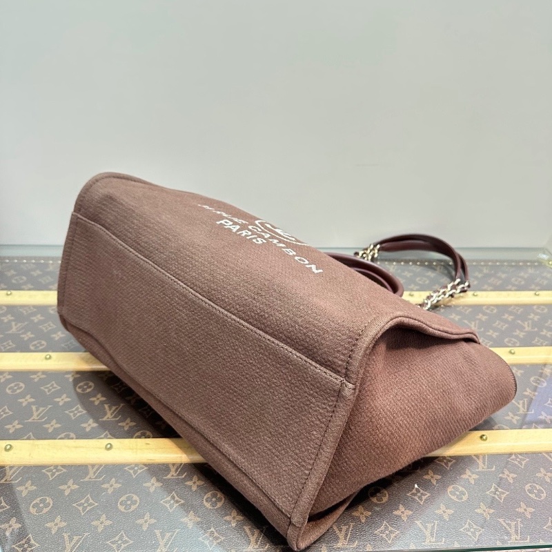 CHANEL 棕色皮穿鏈 大號子母托特肩背手提沙灘包 38.5*30.5*13 99新配件塵袋-3