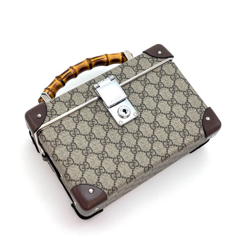 GUCCI Goobe trotter經典老花配皮邊竹節手提肩背盒子包 24*16.5*10 98新配件塵袋-5