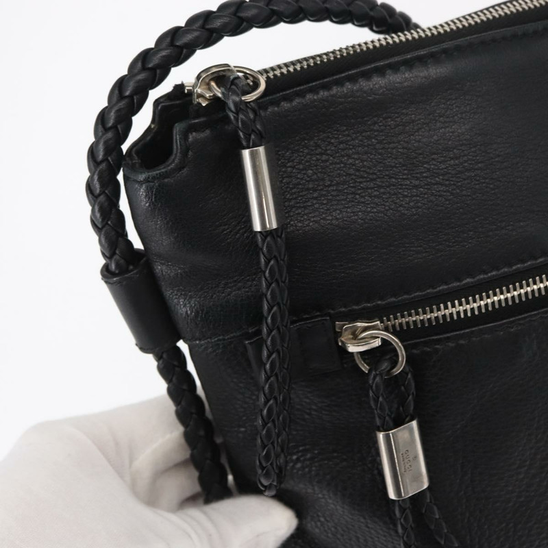 【日本直送】GUCCI 黑色銀色皮革單肩包 268244 正品 SW1920-9