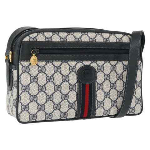 GUCCI GG Supreme Sherry Line 手提包 PVC 海軍藍 金 紅 001 56 0942 正品 166010