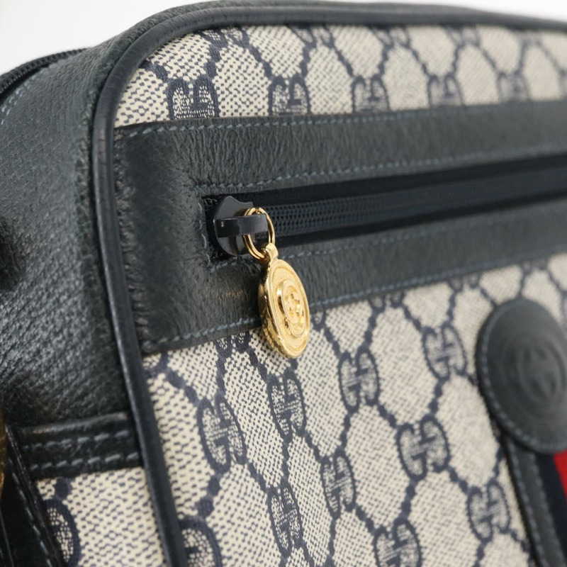【日本直送】GUCCI GG Supreme Sherry Line 手提包 PVC 海軍藍 金 紅 001 56 0942 正品 166010-16