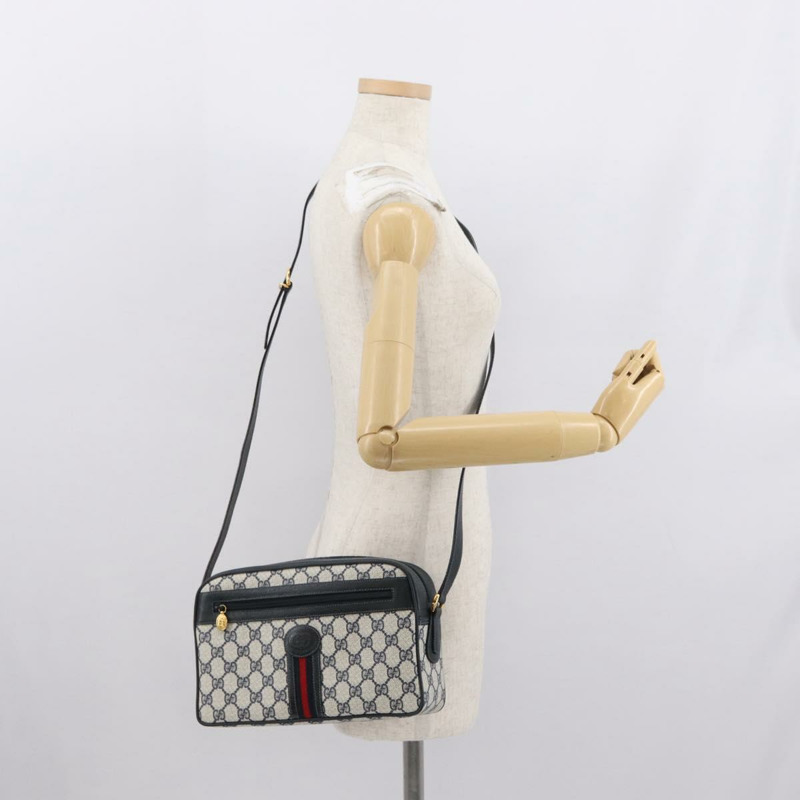 【日本直送】GUCCI GG Supreme Sherry Line 手提包 PVC 海軍藍 金 紅 001 56 0942 正品 166010-23