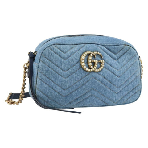 GUCCI GG Marmont 小型相機包 牛仔藍 447632 正品 ka1639SAV