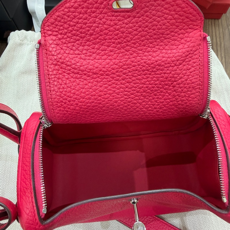 Hermes mini Lindy 一代 Rose Extreme i6 極致粉 銀扣 TC皮 D刻-1