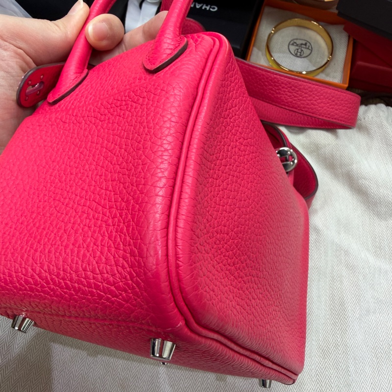 Hermes mini Lindy 一代 Rose Extreme i6 極致粉 銀扣 TC皮 D刻-7