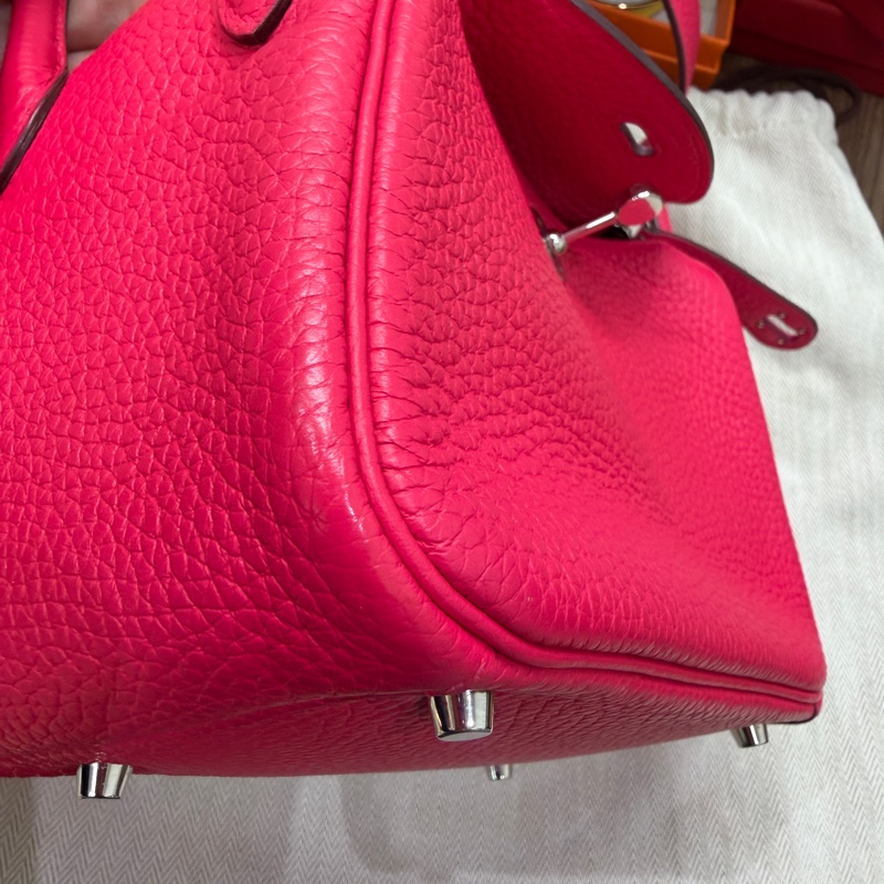 Hermes mini Lindy 一代 Rose Extreme i6 極致粉 銀扣 TC皮 D刻-12