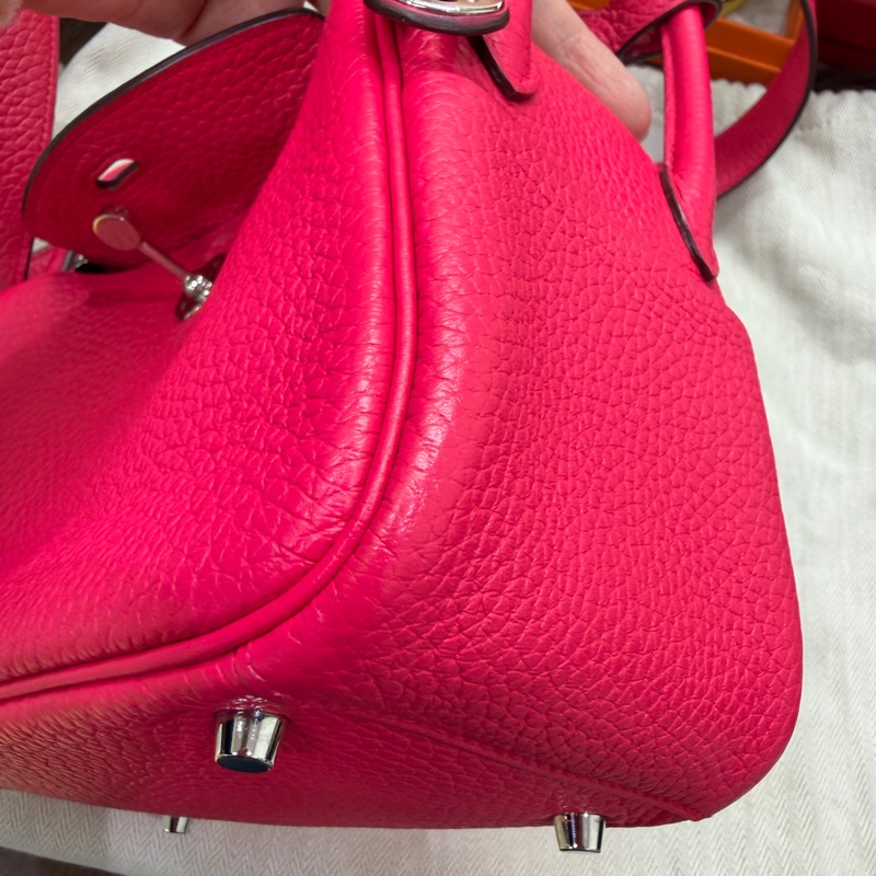Hermes mini Lindy 一代 Rose Extreme i6 極致粉 銀扣 TC皮 D刻-13