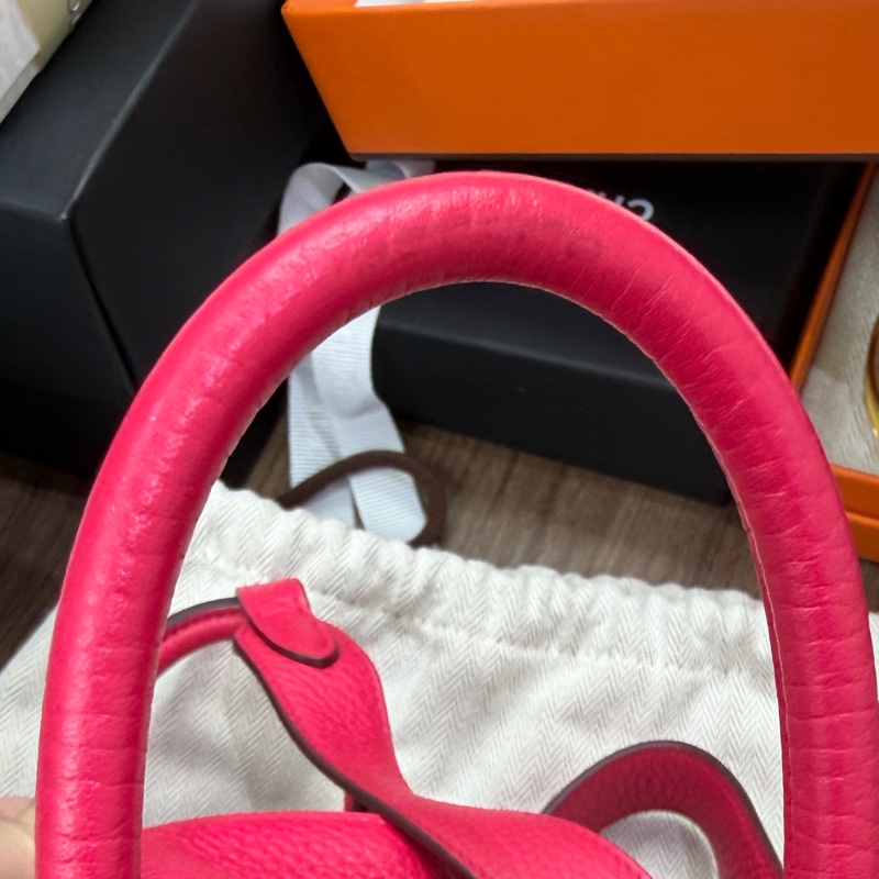 Hermes mini Lindy 一代 Rose Extreme i6 極致粉 銀扣 TC皮 D刻-15