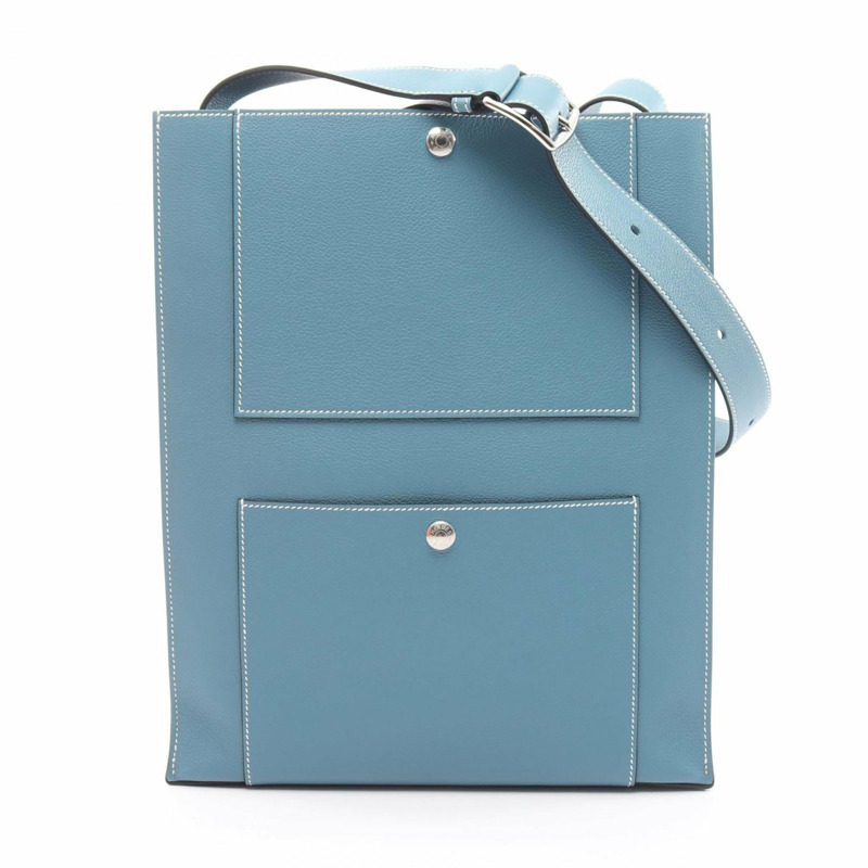 愛馬仕 Hermès Kabash 單肩包，Evergrain 皮革，女士款，藍色，084929CK-0