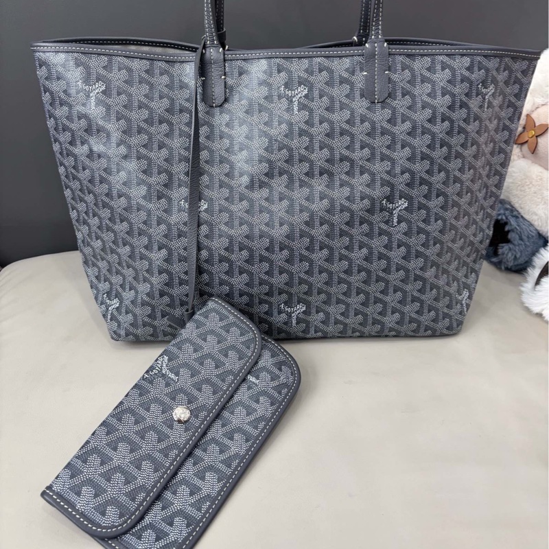 【近新閒置品】Goyard 灰色小號手提單肩包托特包tote購物袋-0